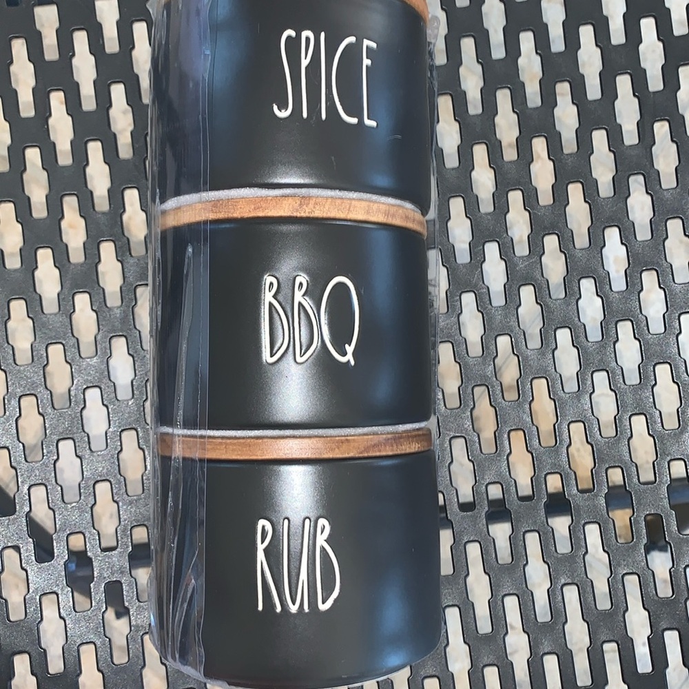 Rae Dunn Black Spice BBQ Rub Stackable Canisters